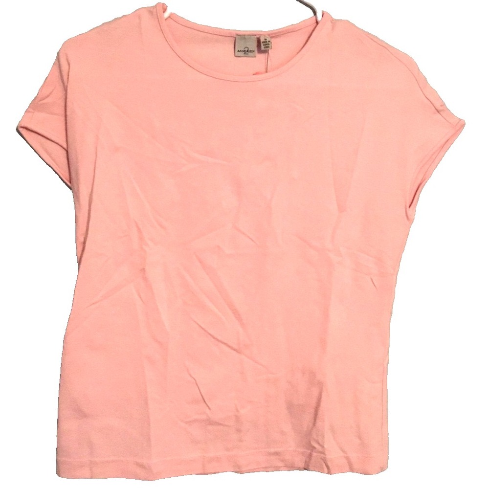 Anne Klein 2 Shirt Womens S Blush Pink Charmed Life Stretch Short Sleeve Top NWT